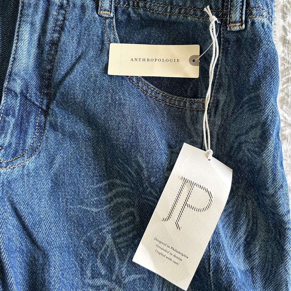 Pilcro Blue Floral Wide-Leg Flare Jeans - Picture 10 of 11